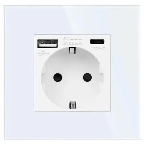 Priză Caligate 1FAC-WT 220 - 240 V / Type-F / White photo 1