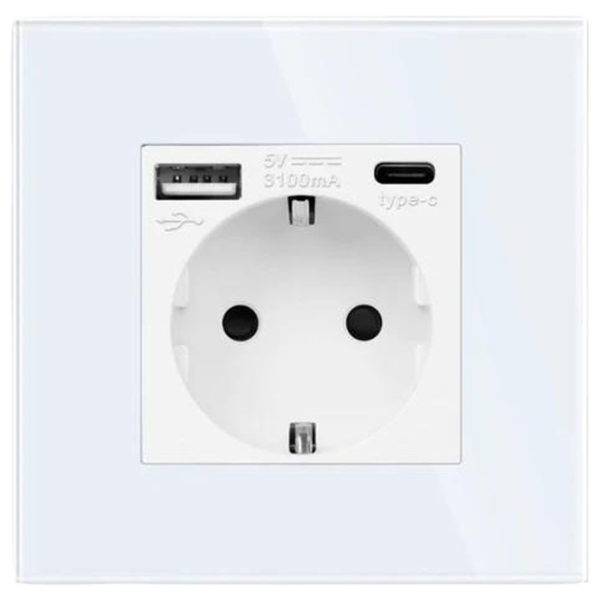 Priză Caligate 1FAC-WT 220 - 240 V / Type-F / White photo 1