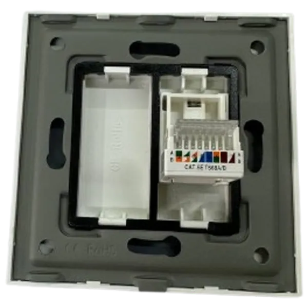 Priză Caligate 1/2CAT5E.1/2BLK-WT  / RJ45 / White photo 2 Priză Caligate 1/2CAT5E.1/2BLK-WT  / RJ45 / White photo 2
