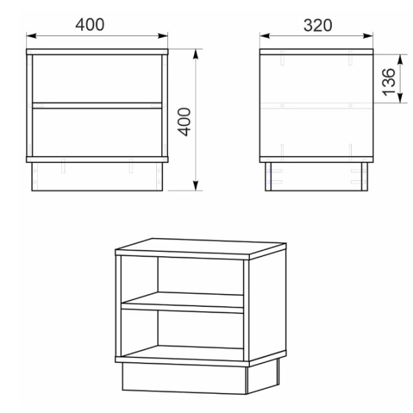 Noptiere ML-Mobila ПКТ-7  40 x 40 x 32 / PAL / White photo 2