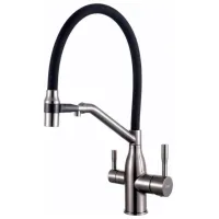 Baterie pentru bucătărie Frap F 4397-9 cu două pîrghii / Pivotantă / Alamă / Black