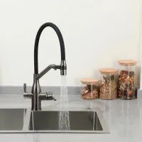 Baterie pentru bucătărie Frap F 4397-9 cu două pîrghii / Pivotantă / Alamă / Black photo 4