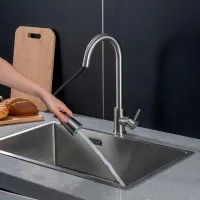 Смеситель для кухни Frap F 60991-5 Однорычажный / выдвижной / Латунь / Нержавеющая сталь photo 4