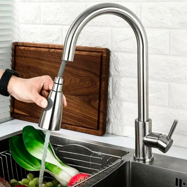 Смеситель для кухни Frap F 60899-1 Однорычажный / выдвижной / Нержавеющая сталь / Хром photo 8