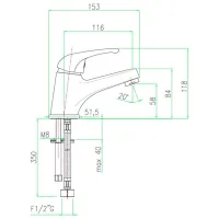 Смеситель для умывальника Fiore ALTURA 41 CR Однорычажный photo 2