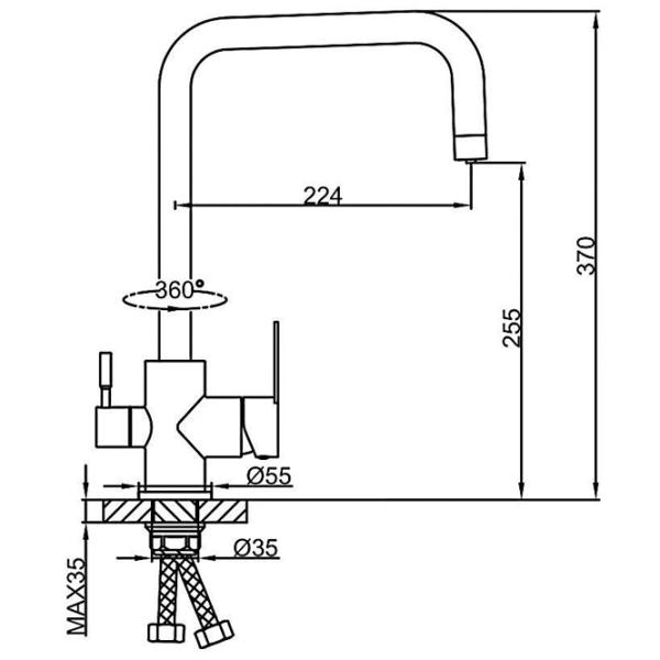 Baterie pentru bucătărie Frap F 43801 Mono comandă / Pivotantă / Inox / Inox photo 2