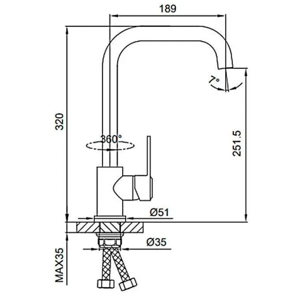 Baterie pentru bucătărie Frud R 42052-20 Mono comandă / Pivotantă / Inox / Crom photo 2