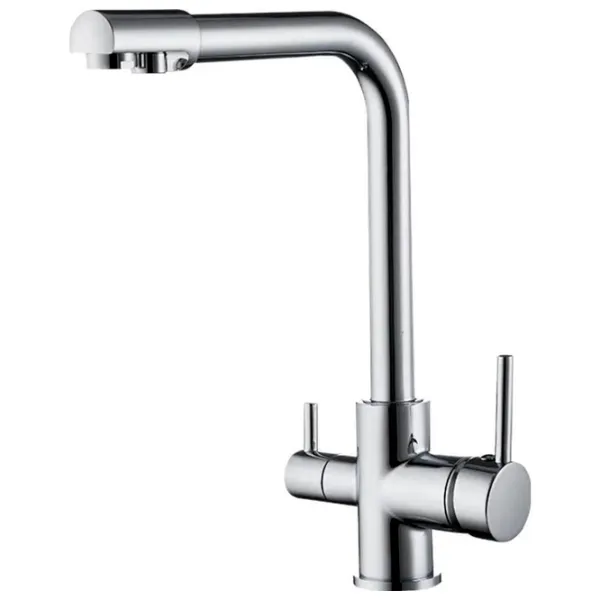 Baterie pentru bucătărie Frud R 43053 cu două pîrghii / Pivotantă / Alamă / Inox photo 1