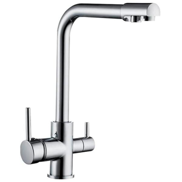 Baterie pentru bucătărie Frud R 43053 cu două pîrghii / Pivotantă / Alamă / Inox photo 2