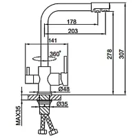 Baterie pentru bucătărie Frud R 43053 cu două pîrghii / Pivotantă / Alamă / Inox photo 6