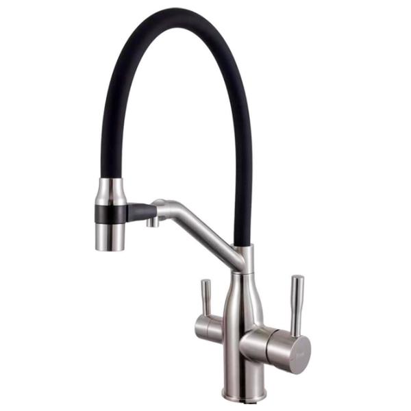 Смеситель для кухни Frap F 4397-5 Однорычажный / Поворотный / Нержавеющая сталь / Черный photo 1