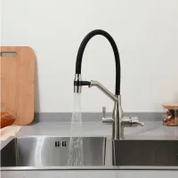 Смеситель для кухни Frap F 4397-5 Однорычажный / Поворотный / Нержавеющая сталь / Черный photo 3