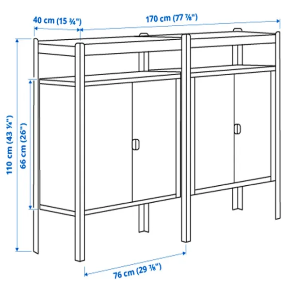 Comodă pentru birou Ikea Bror  110 x 170 x 40 / Metal / Black photo 2