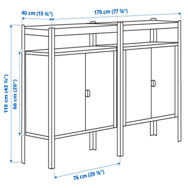 Comodă pentru birou Ikea Bror  110 x 170 x 40 / Metal / Black photo 2