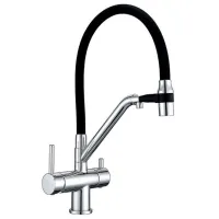 Baterie pentru bucătărie Gappo G4398-80 cu două pîrghii / Pivotantă / Alamă / Black photo 2