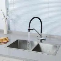 Baterie pentru bucătărie Gappo G4398-80 cu două pîrghii / Pivotantă / Alamă / Black photo 3