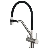 Baterie pentru bucătărie Gappo G4398-85 cu două pîrghii / Pivotantă / Alamă / Black