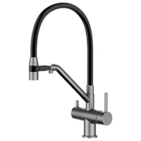 Baterie pentru bucătărie Gappo G4398-89 cu două pîrghii / Pivotantă / Alamă / Grafit