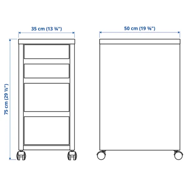 Comodă pentru birou Ikea Micke 75 x 35 x 50 / MDF / Alb photo 2