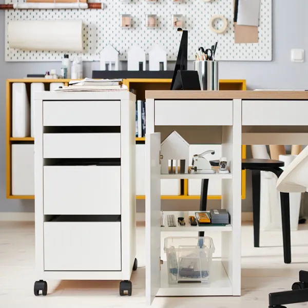 Comodă pentru birou Ikea Micke 75 x 35 x 50 / MDF / Alb photo 3