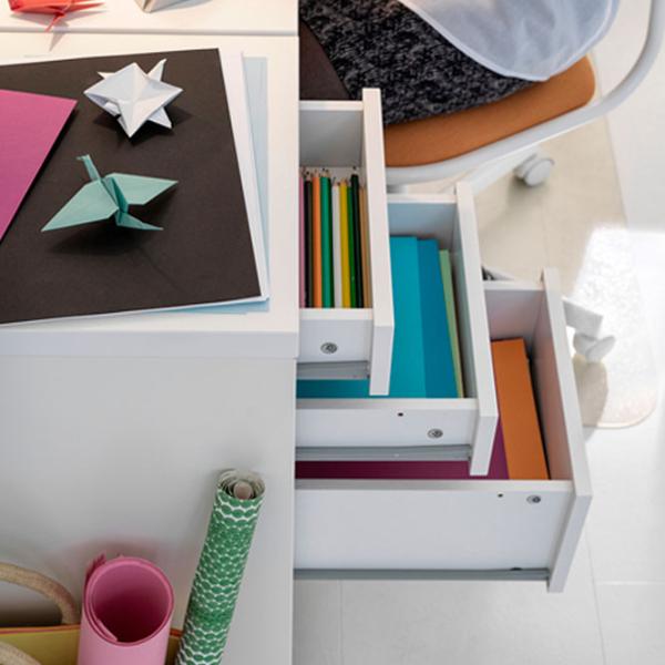 Comodă pentru birou Ikea Micke 75 x 35 x 50 / MDF / Alb photo 5