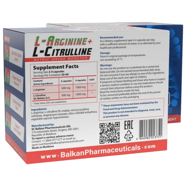 Аминокислоты Balkan Pharmaceuticals L-Arginine + L-Citrulline () 86 г  photo 4 Аминокислоты Balkan Pharmaceuticals L-Arginine + L-Citrulline () 86 г  photo 4