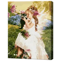 Pictură pe numere Art Gallery Zână cu motănaș GX9272 50 x 40 cm / Verticală