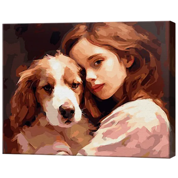 Pictură pe numere Art Gallery Fetița cu prietenul devotat GX46468 50 x 40 cm / Orizontală photo 1