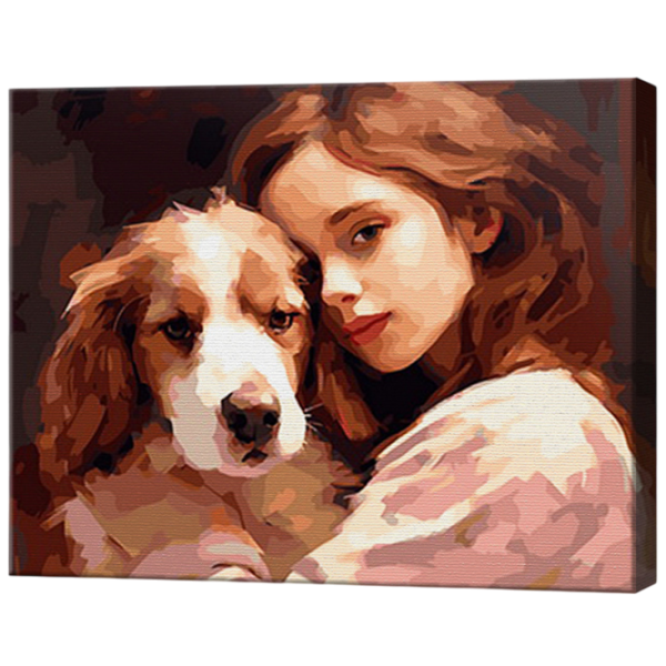 Pictură pe numere Art Gallery Fetița cu prietenul devotat GX46468 50 x 40 cm / Orizontală photo 1