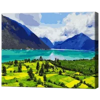 Картина по номерам Art Gallery Сочная трава и лазурное озеро GX34383 50 x 40 см / Горизонтальная