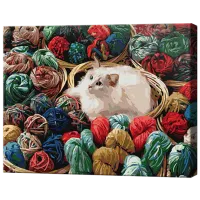 Картина по номерам Art Gallery Кошка среди пряжи GX31688 50 x 40 см / Горизонтальная