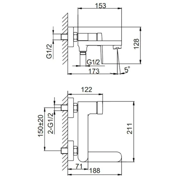Смеситель для ванны Frap F3285-6 Латунь photo 2