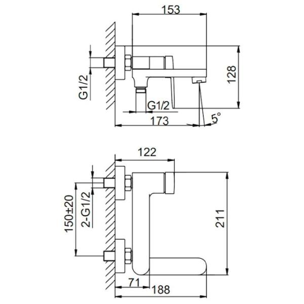 Смеситель для ванны Frap F3285-6 Латунь photo 2