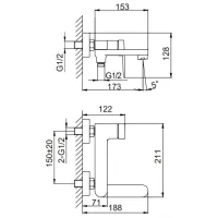 Смеситель для ванны Frap F3285-6 Латунь photo 2