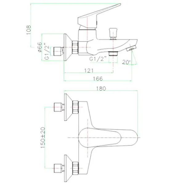 Смеситель для ванны Fiore KYRO 86 CR 8152 Латунь photo 2