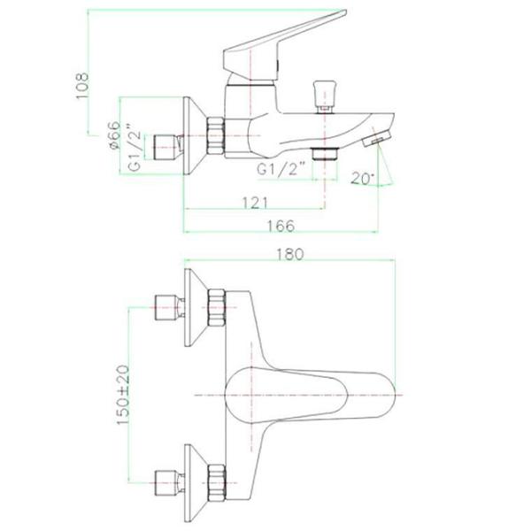 Смеситель для ванны Fiore KYRO 86 CR 8152 Латунь photo 2