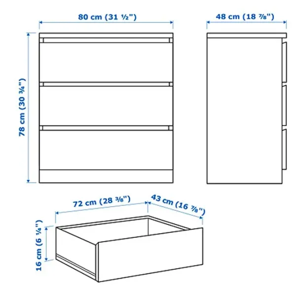 Set pentru dormitor Ikea Malm 2 PAL / White photo 6