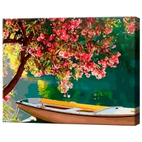 Картина по номерам Art Gallery Цветущее дерево у озера GX34147 50 x 40 см / Горизонтальная