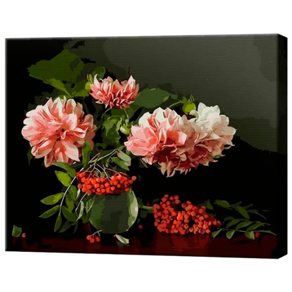 Pictură pe numere Art Gallery Flori pe fundal întunecat GX30880 50 x 40 cm / Orizontală photo 1