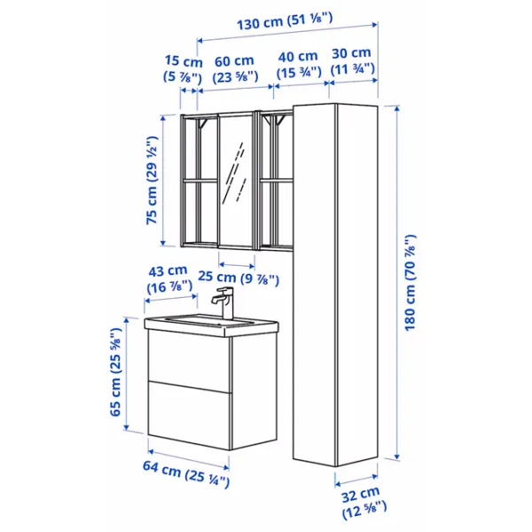 Шкаф с умывальником Ikea Enhet/Tvallen/Enset Сталь / White photo 9 Шкаф с умывальником Ikea Enhet/Tvallen/Enset Сталь / White photo 9