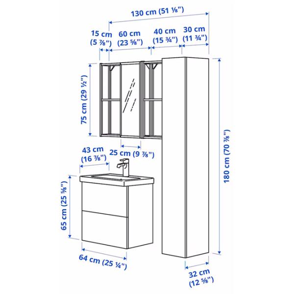 Шкаф с умывальником Ikea Enhet/Tvallen/Enset Сталь / White photo 9 Шкаф с умывальником Ikea Enhet/Tvallen/Enset Сталь / White photo 9