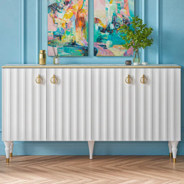 Comodă Neman Lorenso 85.6 x 155.8 x 40.1 / MDF / Alb photo 4