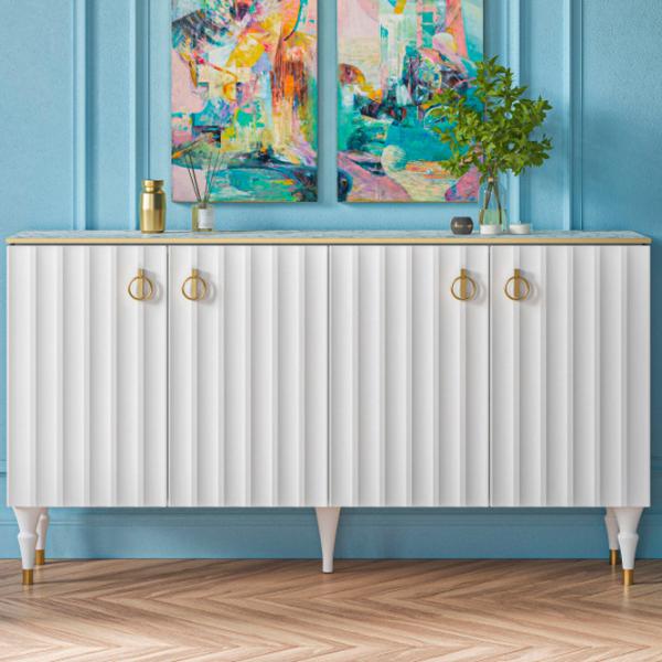 Comodă Neman Lorenso 85.6 x 155.8 x 40.1 / MDF / Alb photo 4