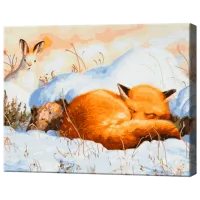 Картина по номерам Art Gallery Спящая лиса и заяц GX40835 50 x 40 см / Горизонтальная
