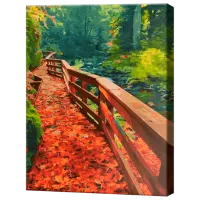 Pictură pe numere Art Gallery Drumuleț acoperit de frunze roșii GX24599 50 x 40 cm / Verticală