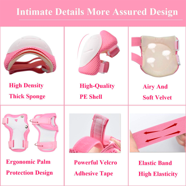 Protecție pentru transport Lamsion Helmet + Elbow Knee Pads, Roadking Pink Multicolor photo 2