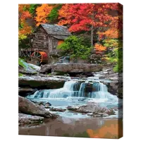 Картина по номерам Art Gallery Водопад в осеннем лесу GX44079 50 x 40 см / Вертикальная