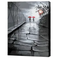 Картина по номерам Art Gallery Красные зонтики под дождем GX8441 50 x 40 см / Вертикальная