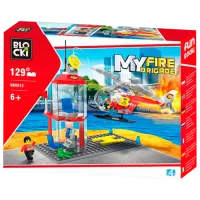 Constructor BLOCKI Elicopter de pompieri și turn de control Clasic/ Multicolor