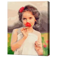 Pictură pe numere Art Gallery Fetiță cu un trandafir GX39767 50 x 40 cm / Verticală